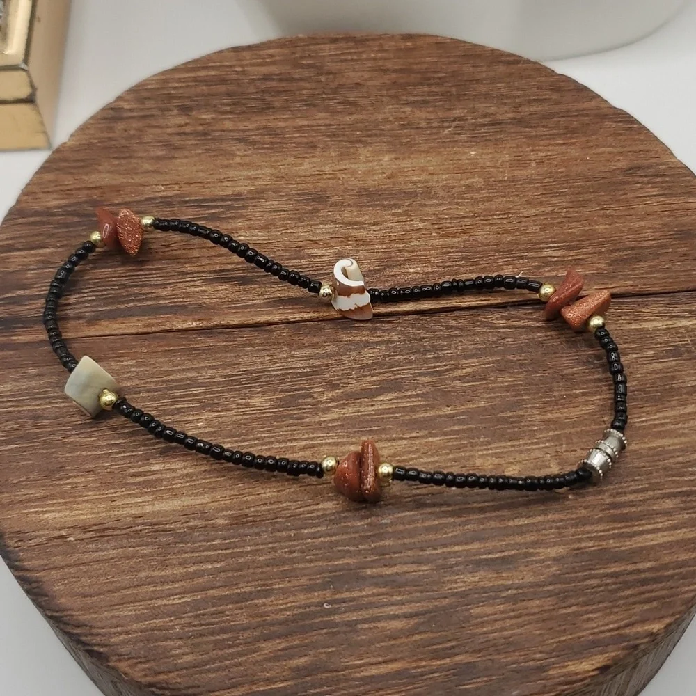 B2412 orange sparkle coral and shell‎ bracelet